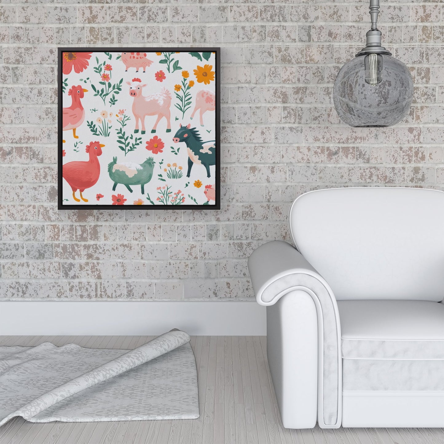 Fun On The Farmyard Framed Canvas