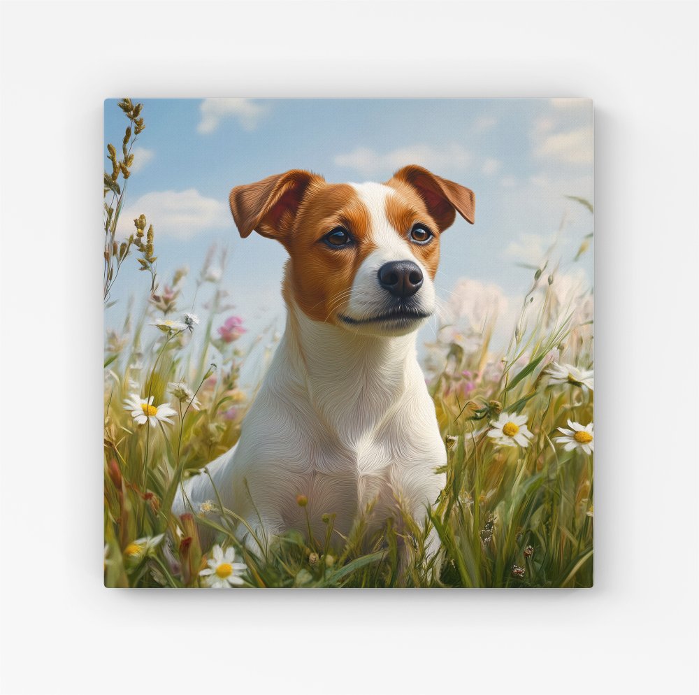 Happy Jack Russell In A Summer Meadow Canvas