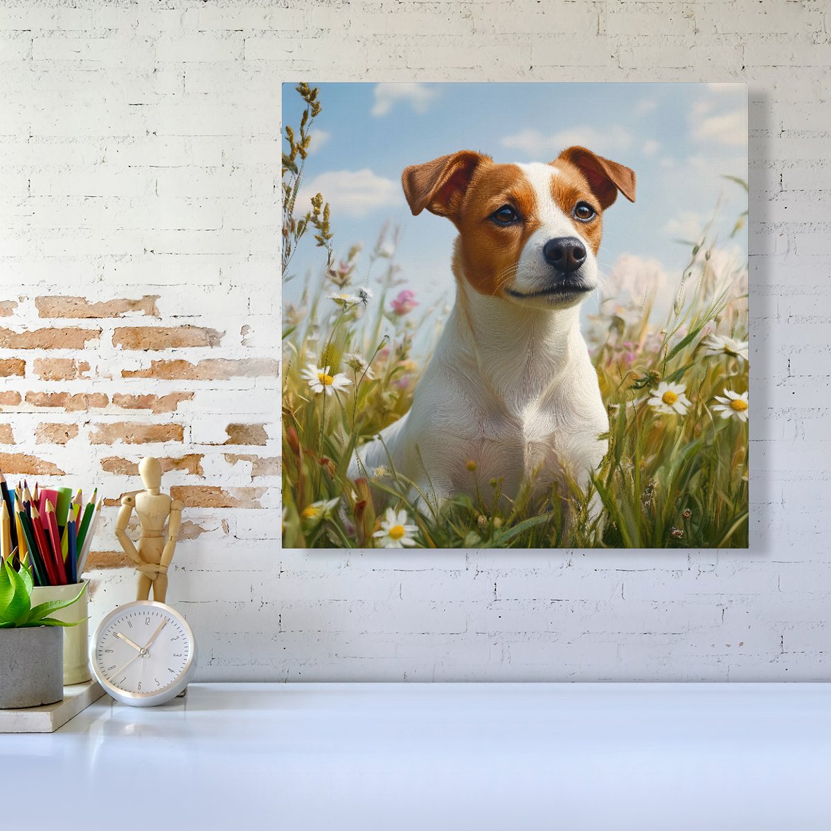 Happy Jack Russell In A Summer Meadow Canvas