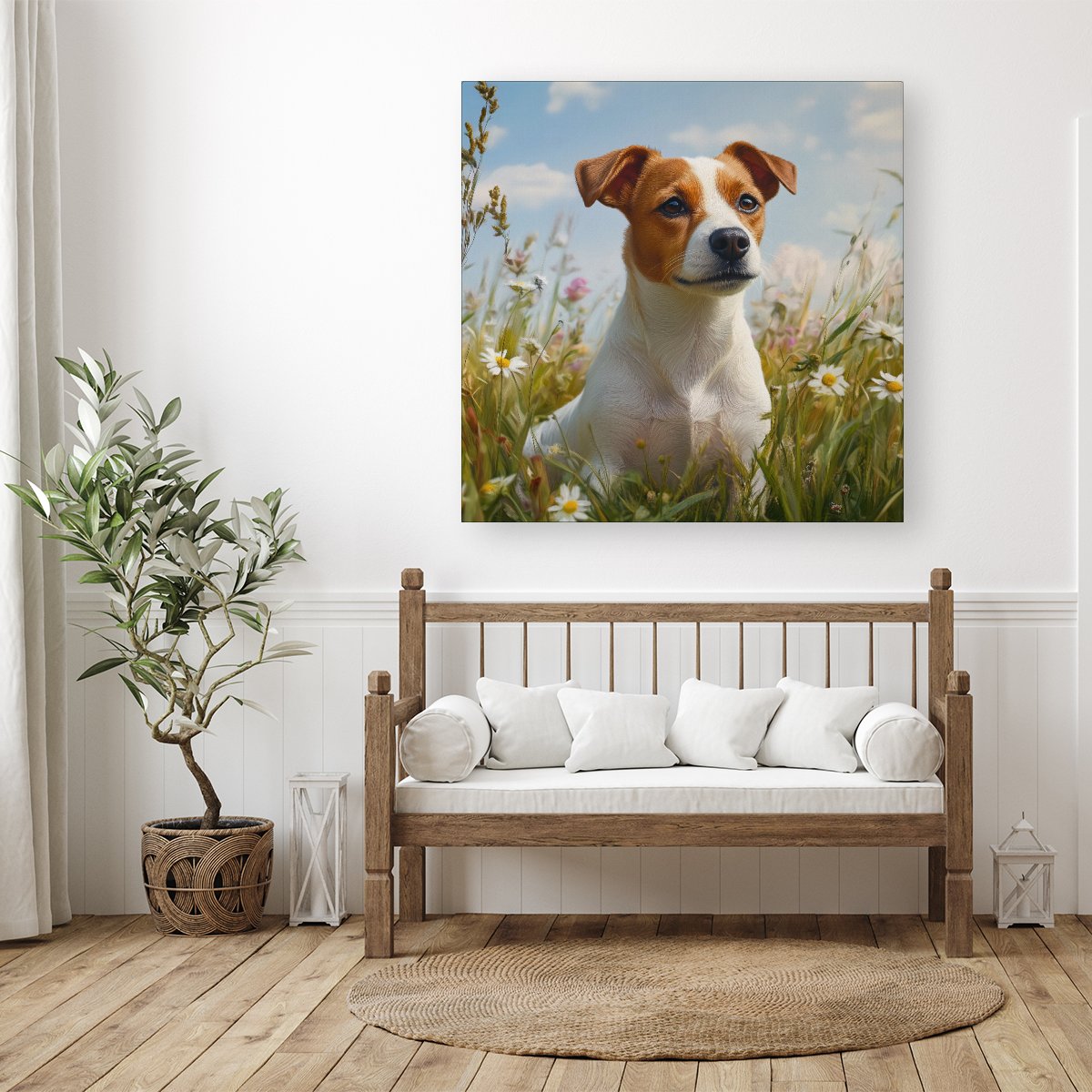Happy Jack Russell In A Summer Meadow Canvas