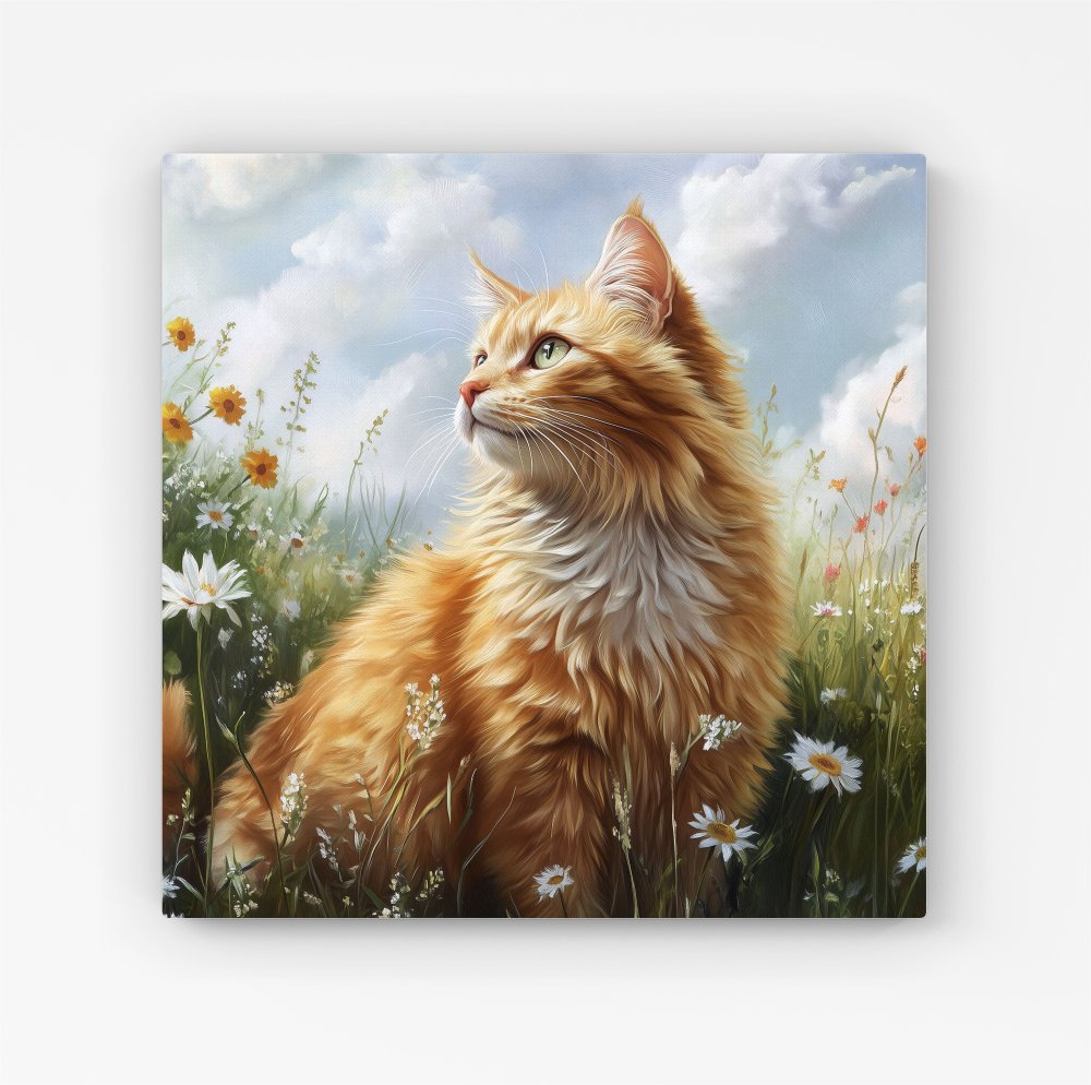 Fluffy Ginger Cat In A Summer Meadow Canvas