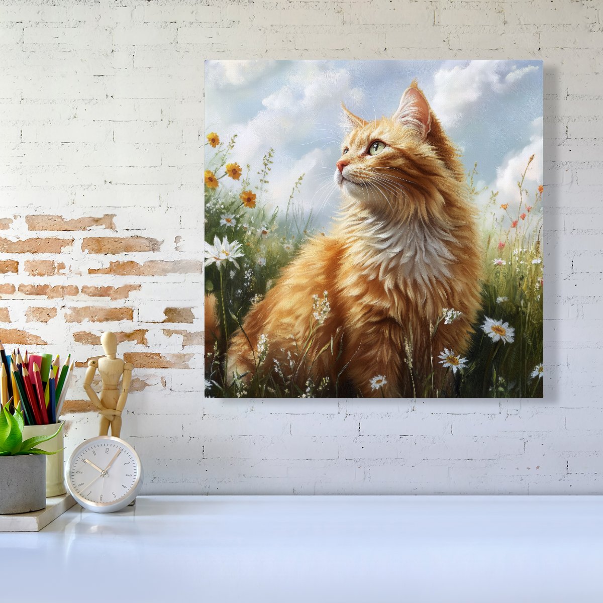 Fluffy Ginger Cat In A Summer Meadow Canvas