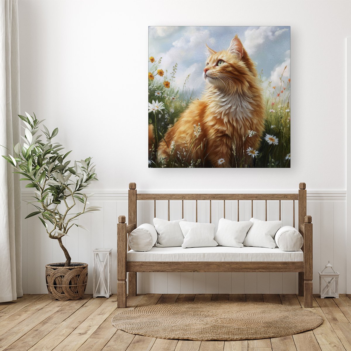 Fluffy Ginger Cat In A Summer Meadow Canvas