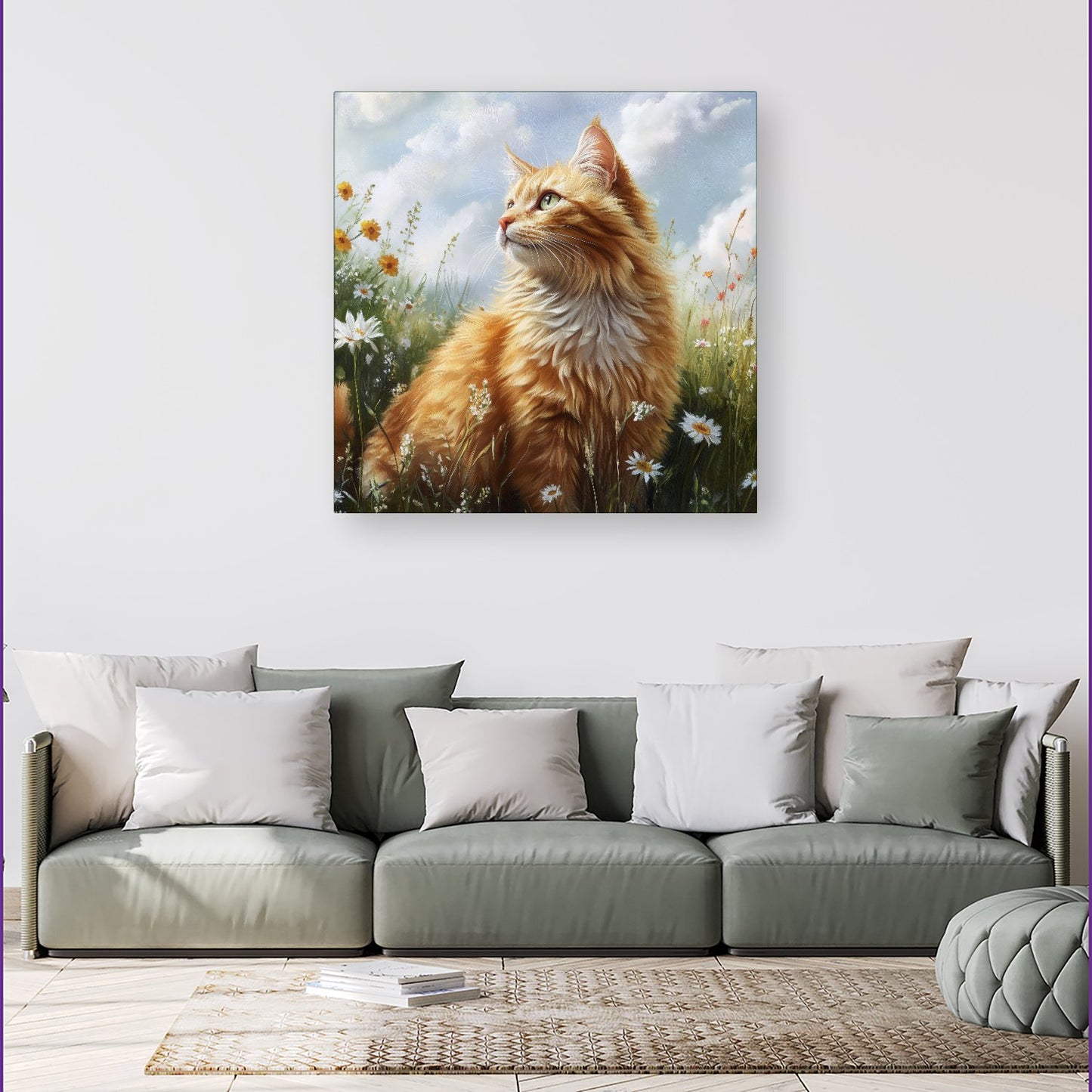 Fluffy Ginger Cat In A Summer Meadow Canvas