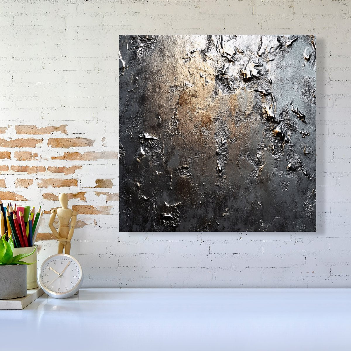 Grey Gold Textures Canvas