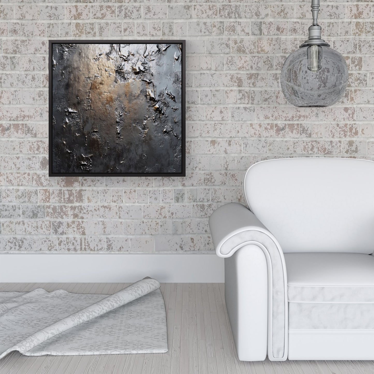 Grey Gold Textures Framed Canvas