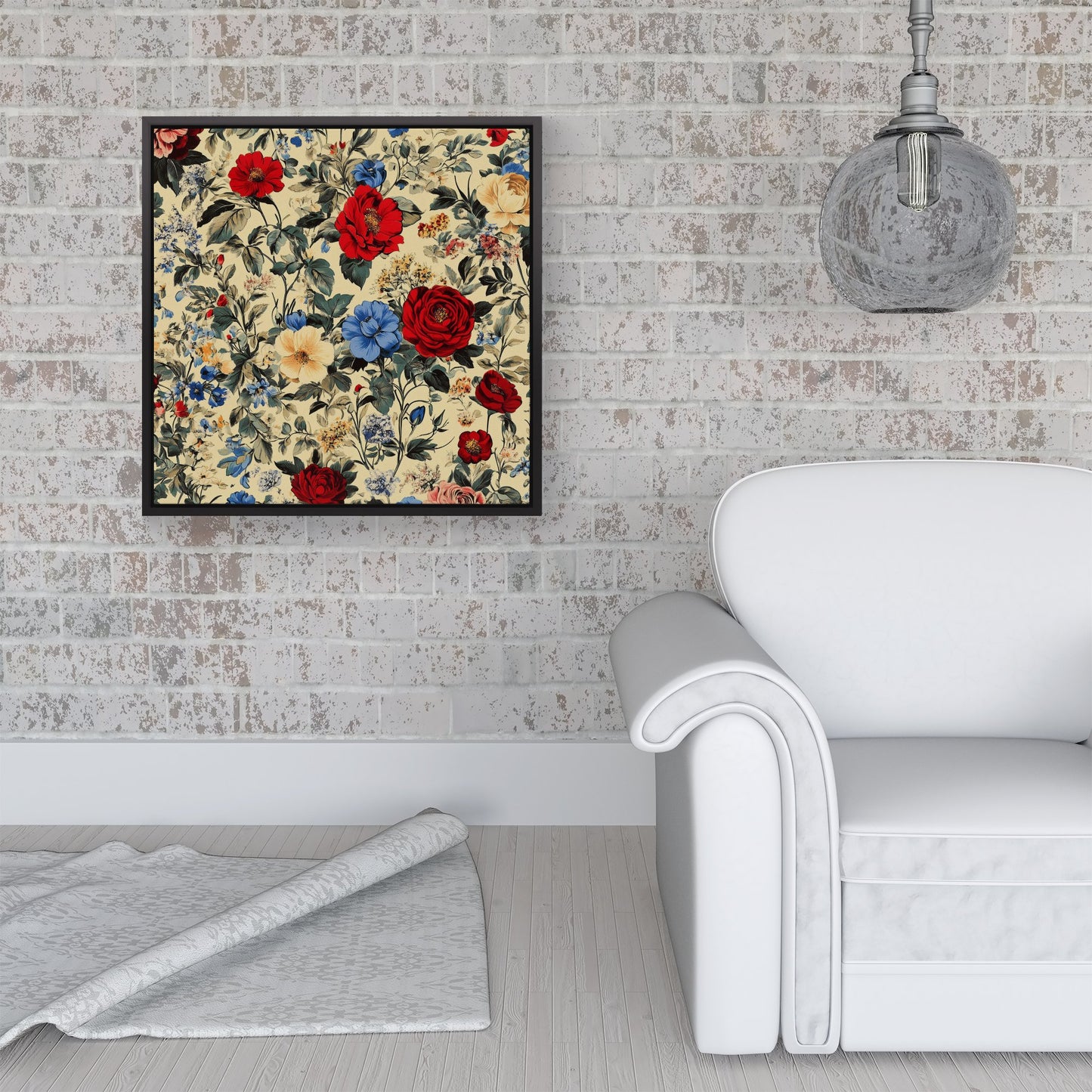 Vintage Roses And Buds Framed Canvas
