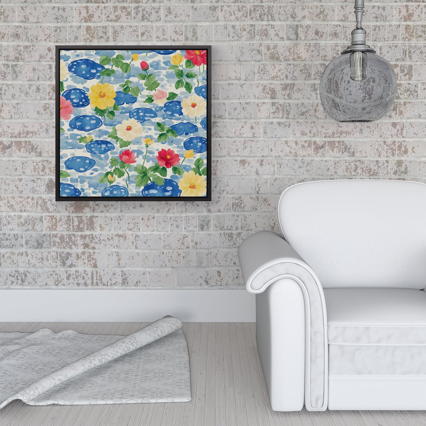 Puddles And Rain Design Framed Canvas