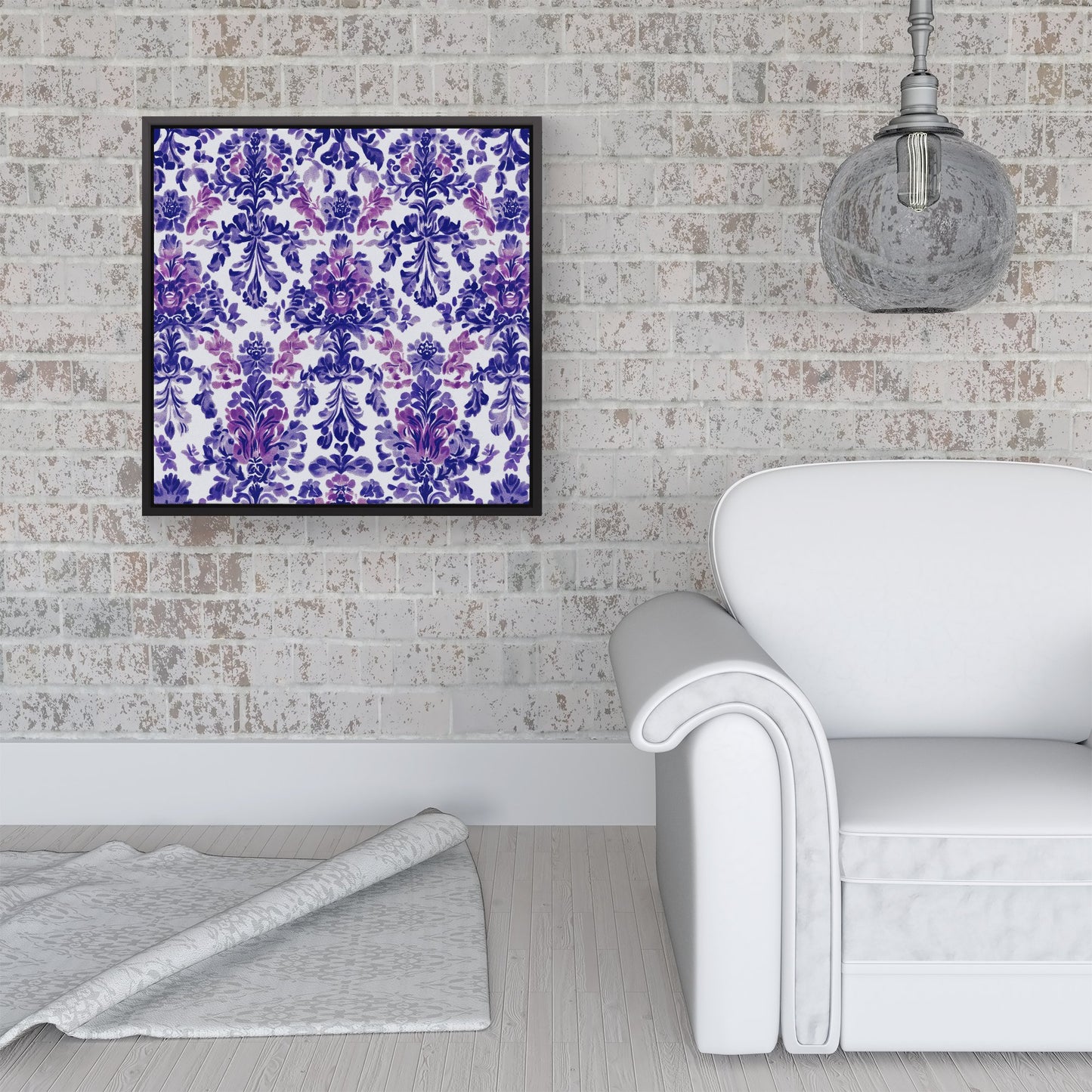 Vintage Purple Pattern Framed Canvas