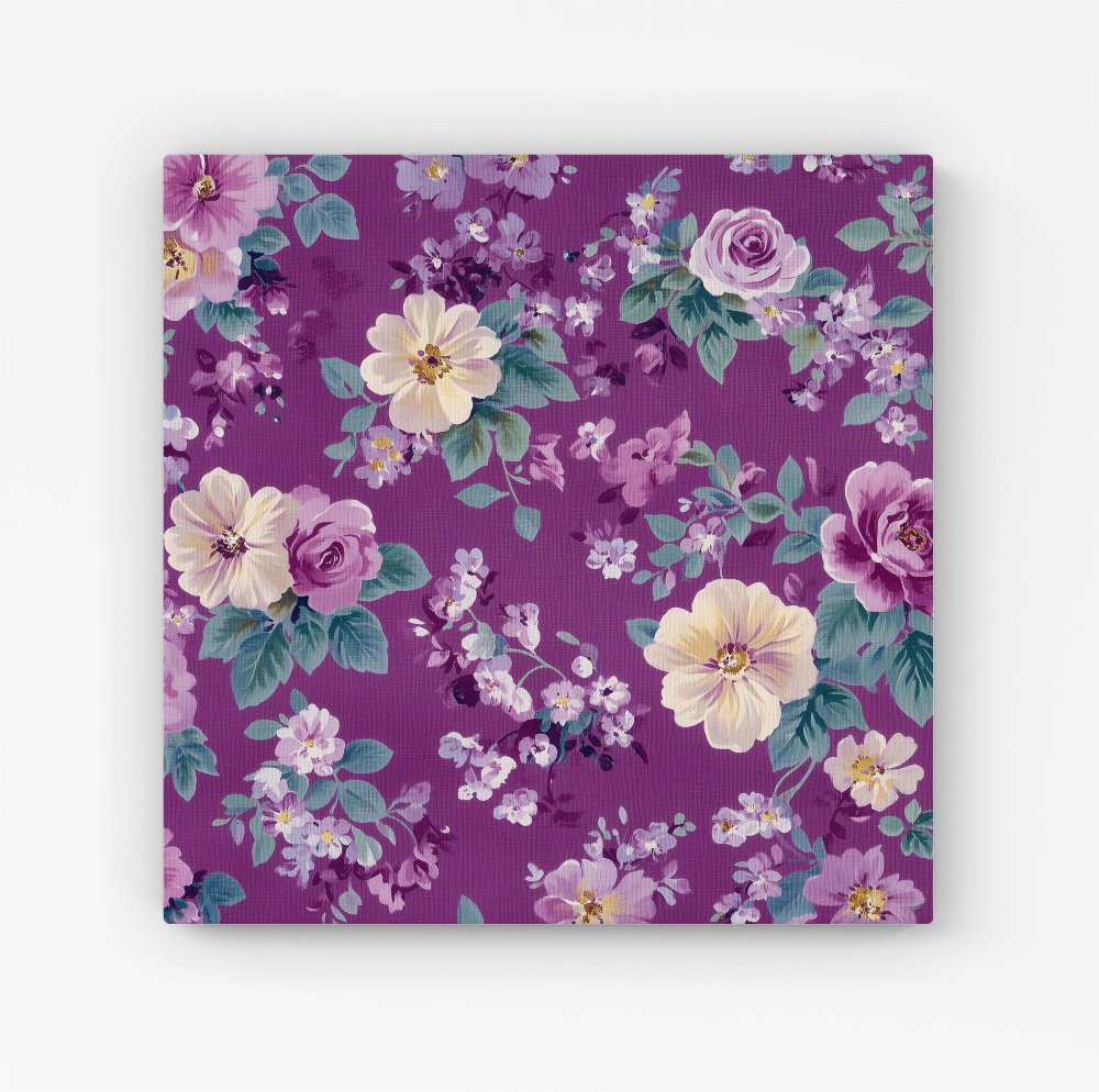 Purple Textured Flowers Canvas