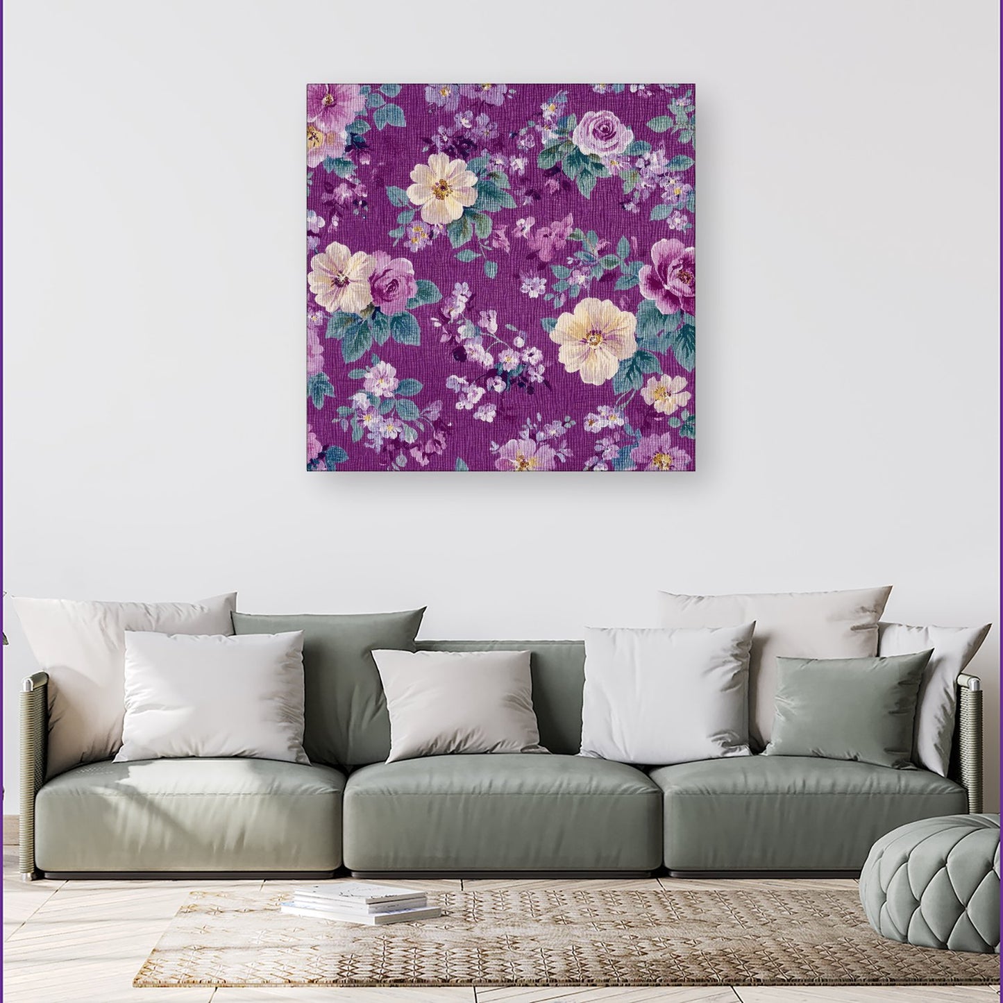 Purple Textured Flowers Canvas