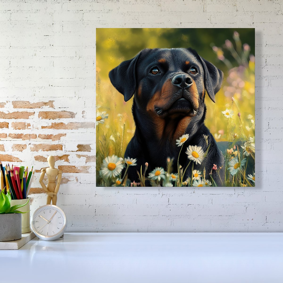 Rottweiler In A Summer Meadow Canvas