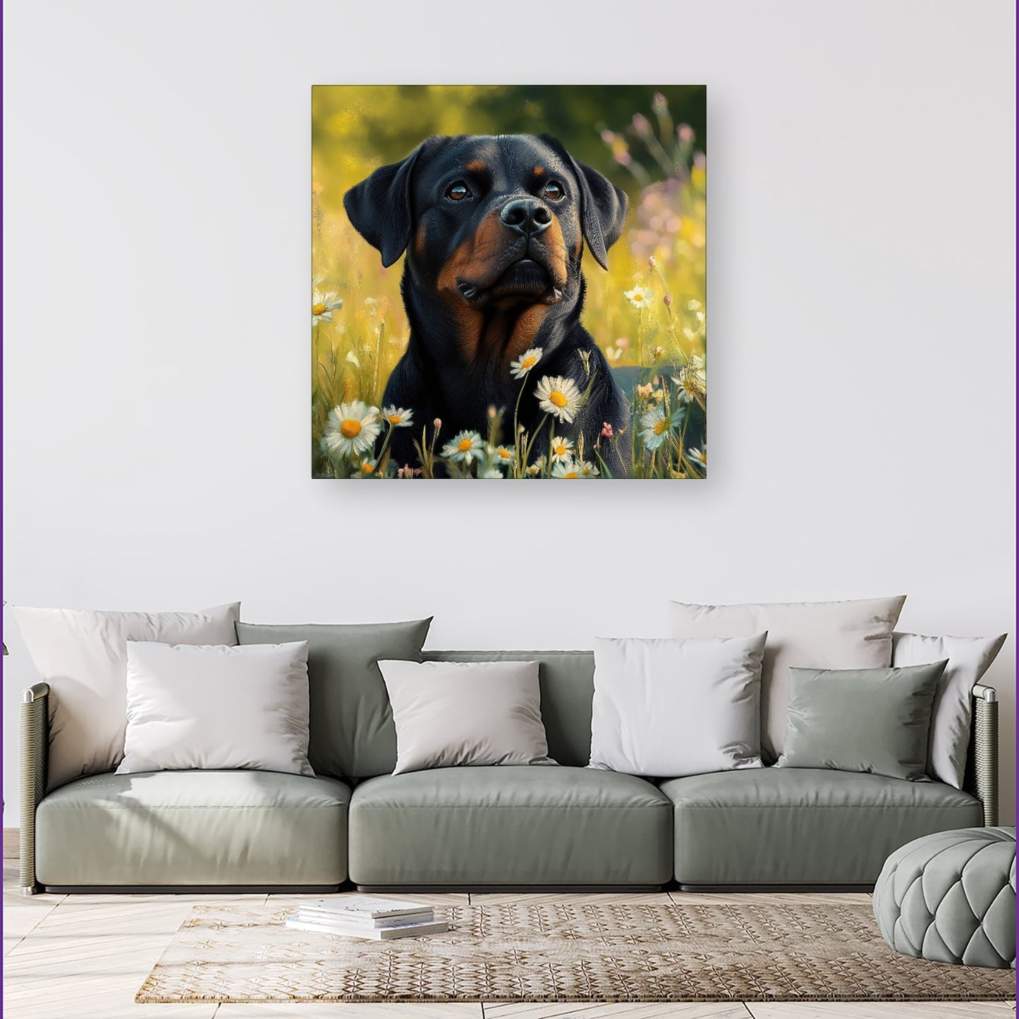 Rottweiler In A Summer Meadow Canvas
