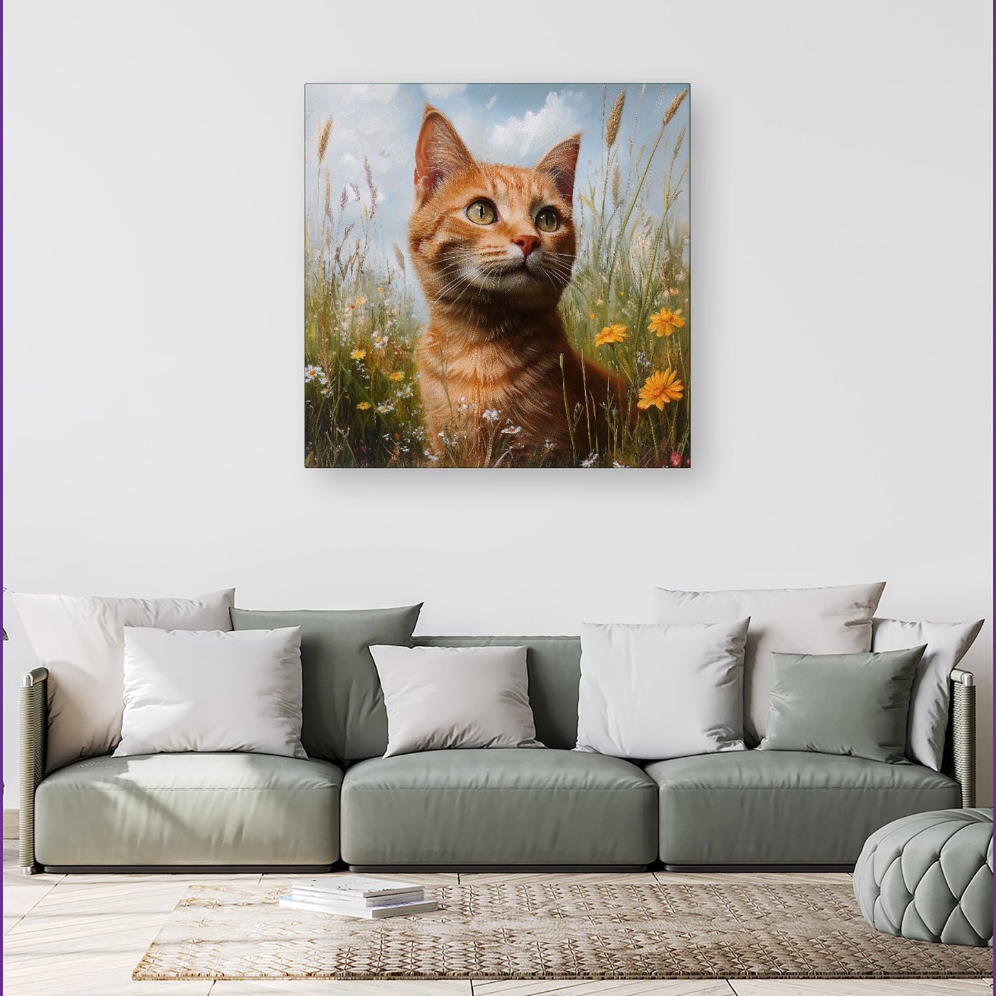 Happy Short Haired Ginger Cat In A Spring Meadow Canvas