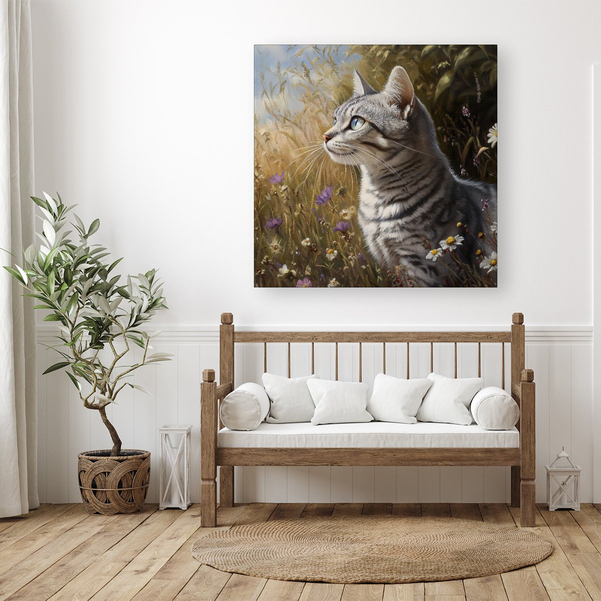 Silver Tabby Cat In A Spring Meadow Canvas