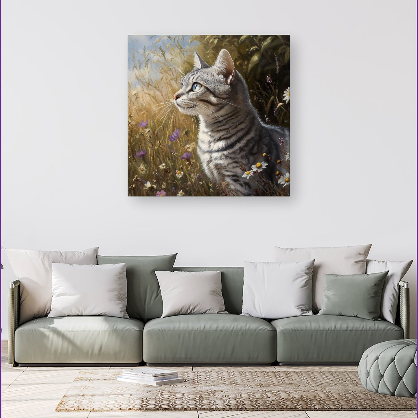 Silver Tabby Cat In A Spring Meadow Canvas