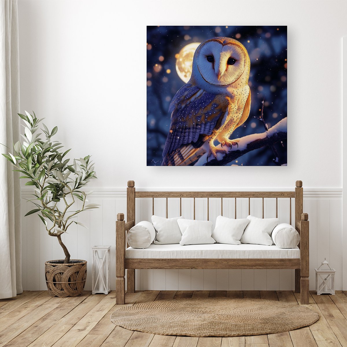Barn Owl By The Light Of The Moon Canvas