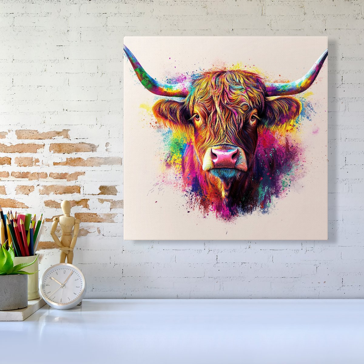Super Splashart Highland Cow Canvas