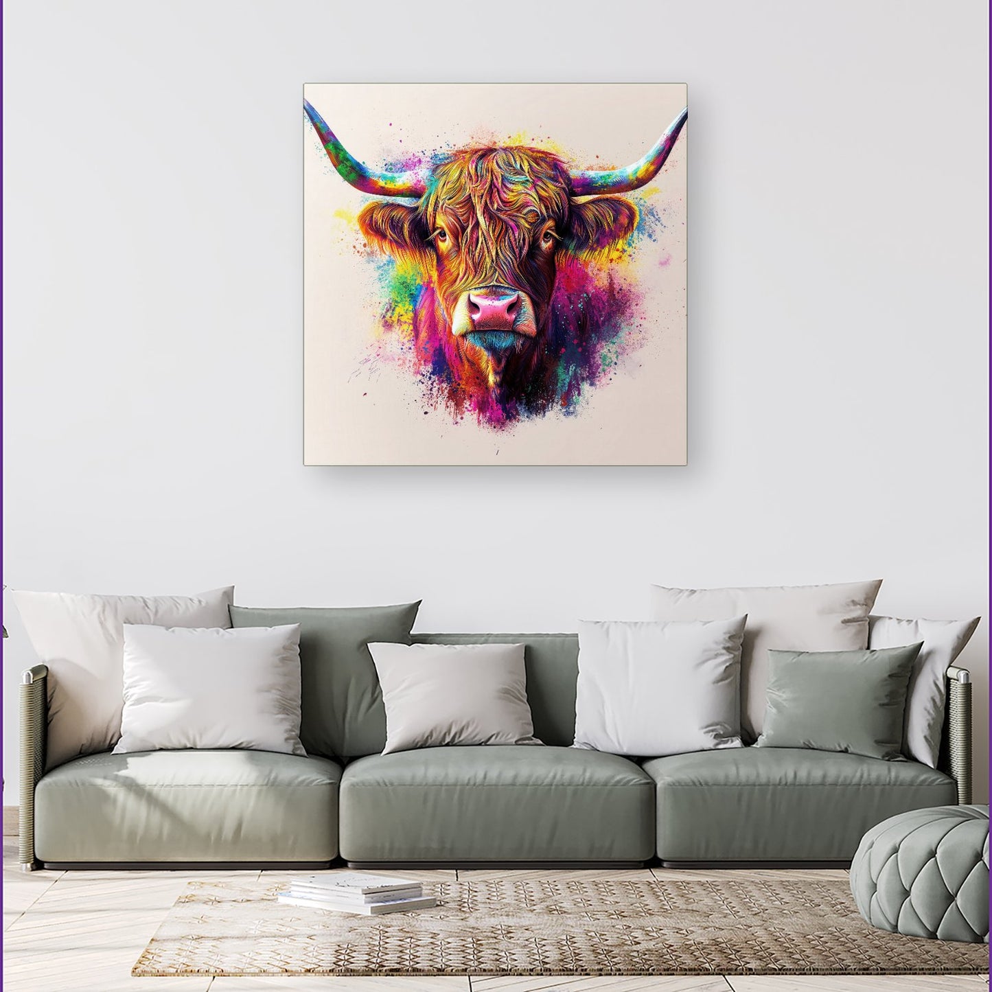 Super Splashart Highland Cow Canvas