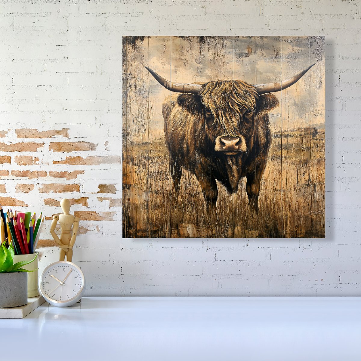 Old Style Highland Cow Canvas