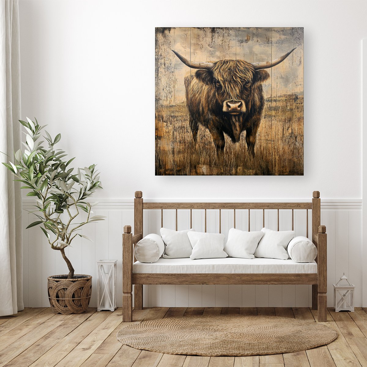 Old Style Highland Cow Canvas