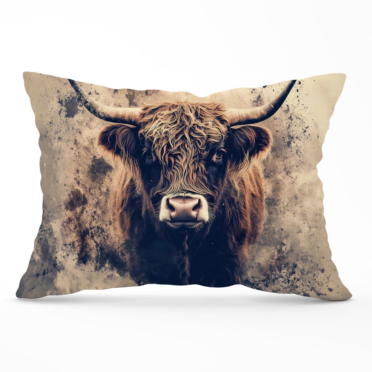 Moody Splashart Highland Cow Cushions