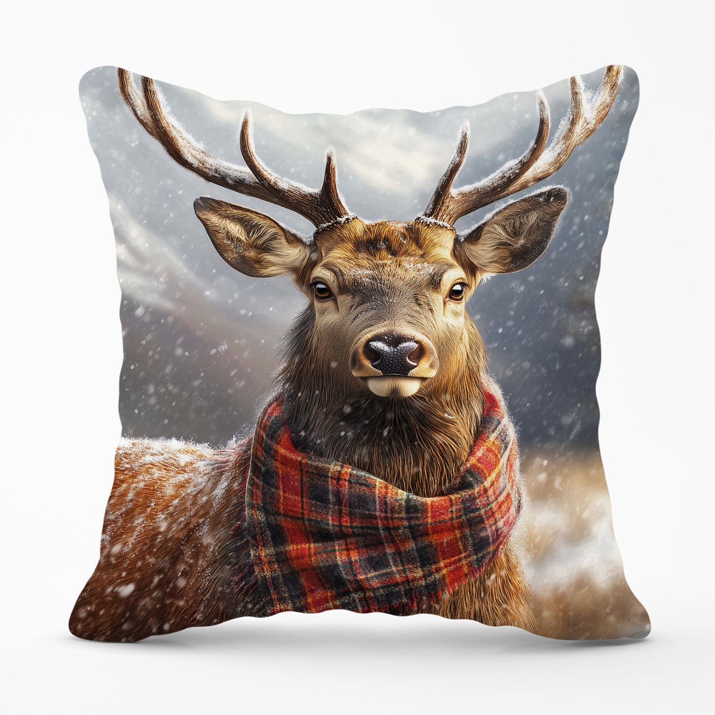 Scottish Red Deer In A Tartan Scarf Cushions