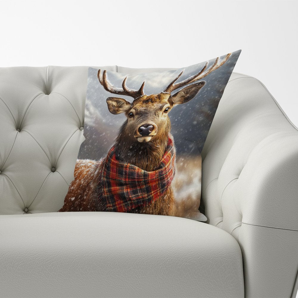 Scottish Red Deer In A Tartan Scarf Cushions