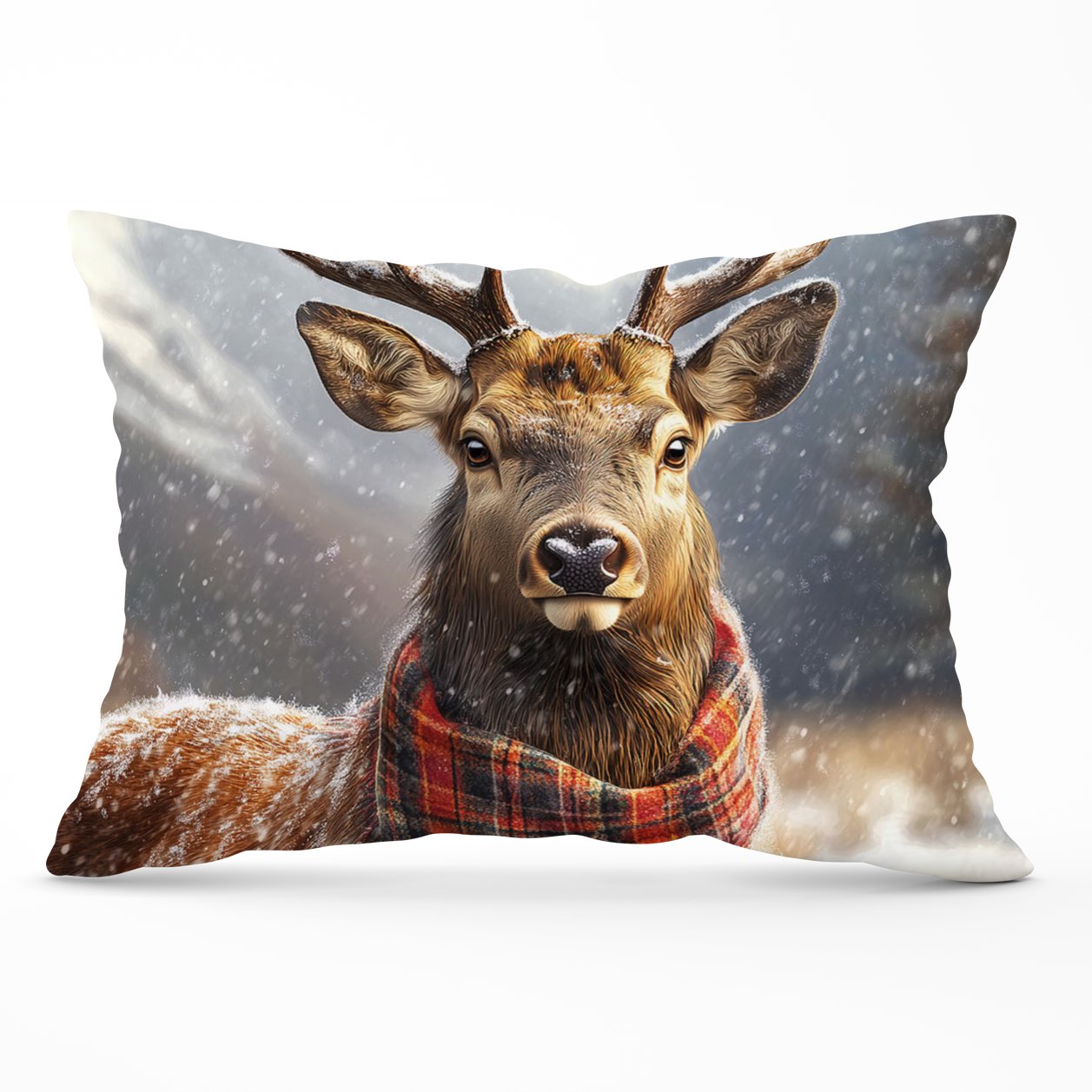 Scottish Red Deer In A Tartan Scarf Cushions