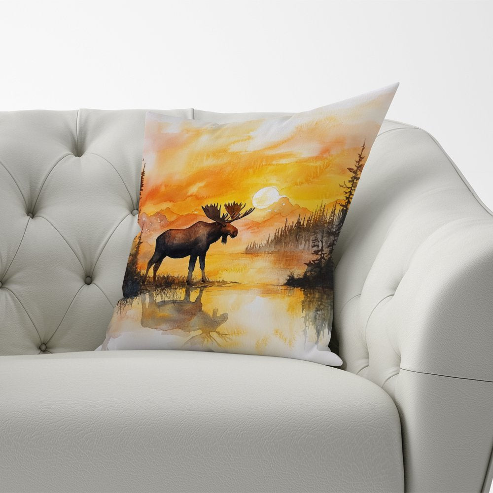 Watercolour Moose At Sunset Cushions