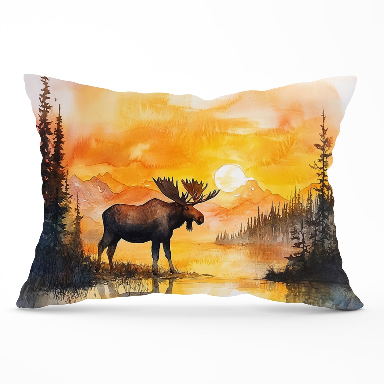 Watercolour Moose At Sunset Cushions
