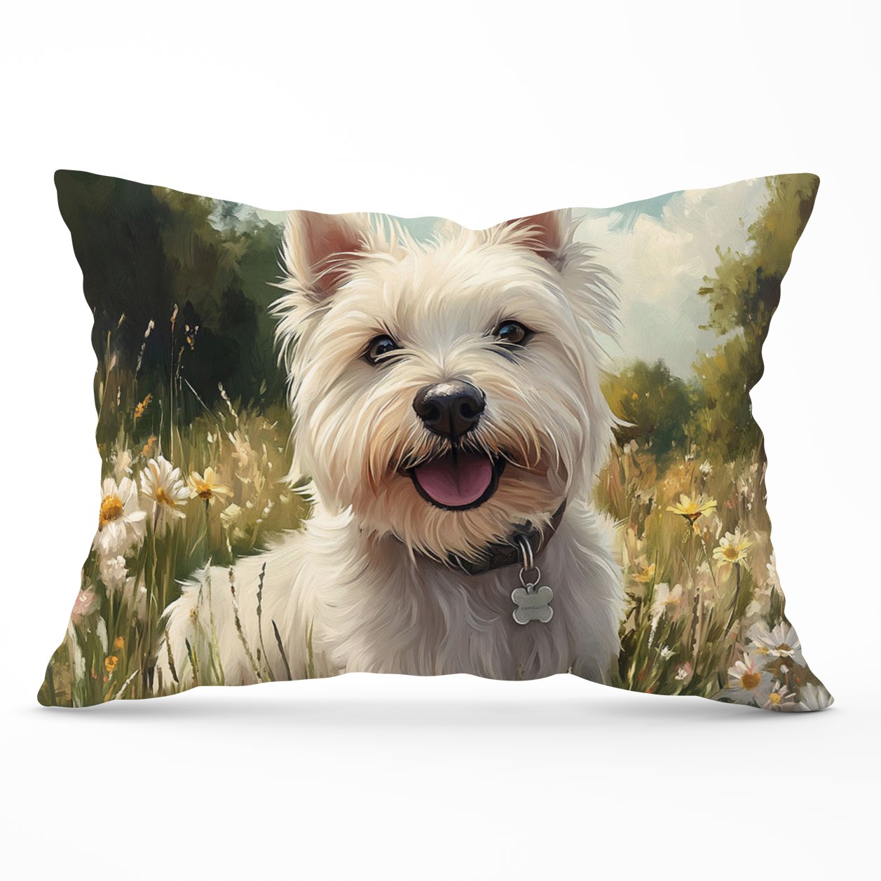 Happy Westie In A Summer Meadow Cushions