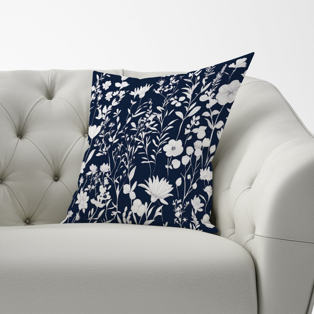 Blue And White Floral Silhouette Cushions