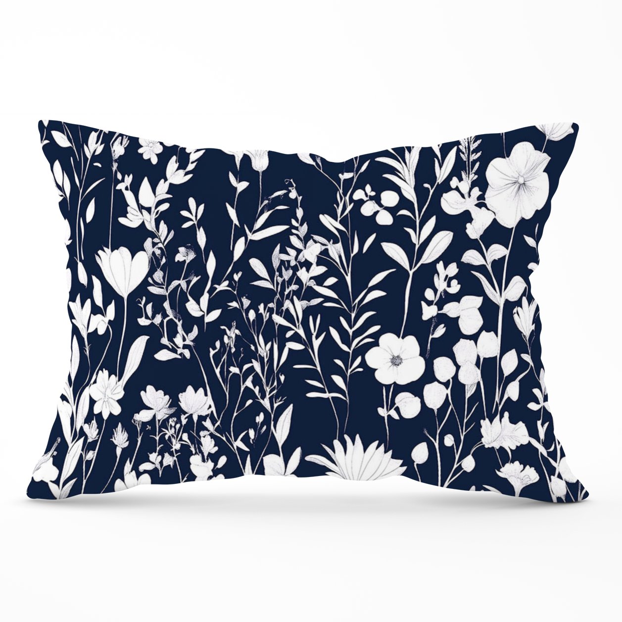 Blue And White Floral Silhouette Cushions