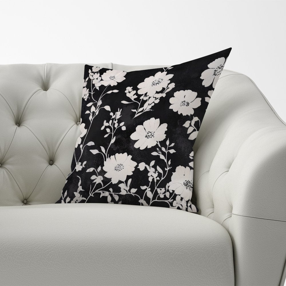 Black And White Floral Silhouette Cushions