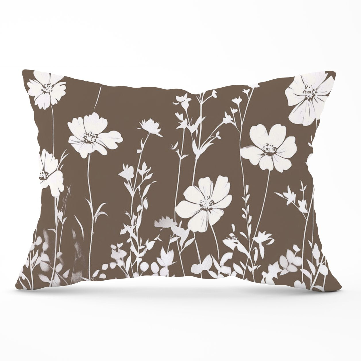 Taupe And White Floral Silhouette Cushions
