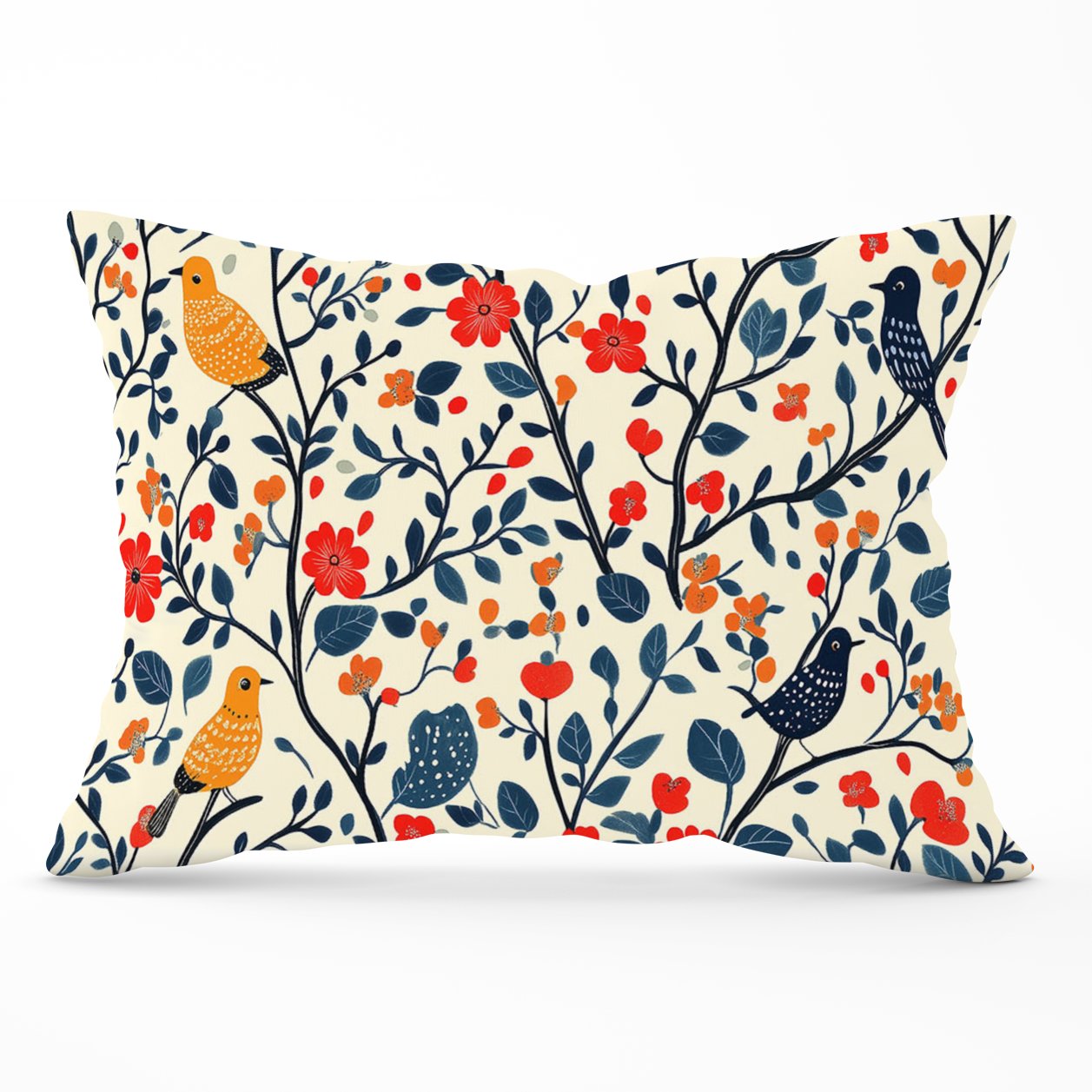 Woodland Birds And Flowers In The Trees Cushions
