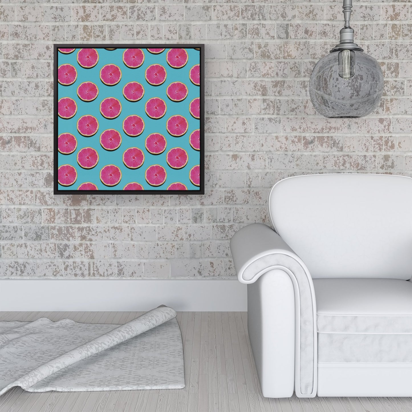 Fruity Pattern Of Pink Grapefruit Framed Canvas