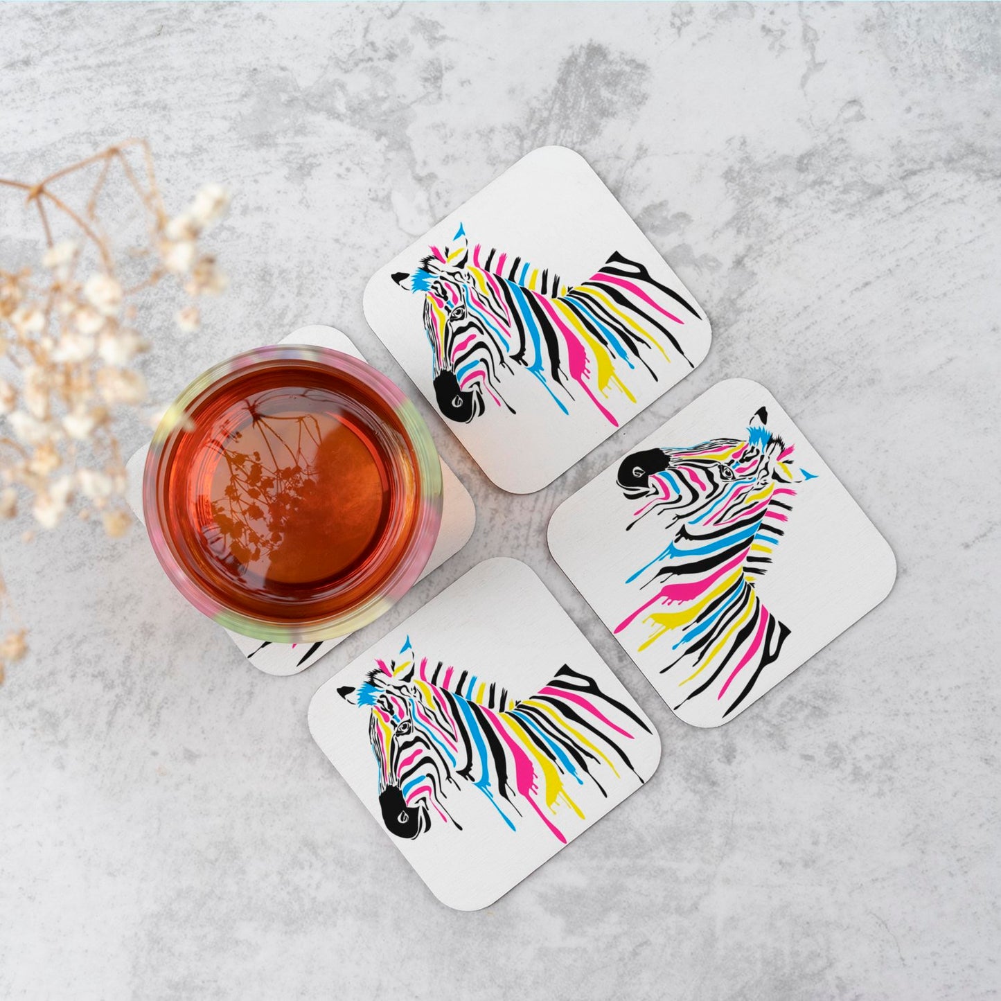 Multi Coloured Zebra Coasters