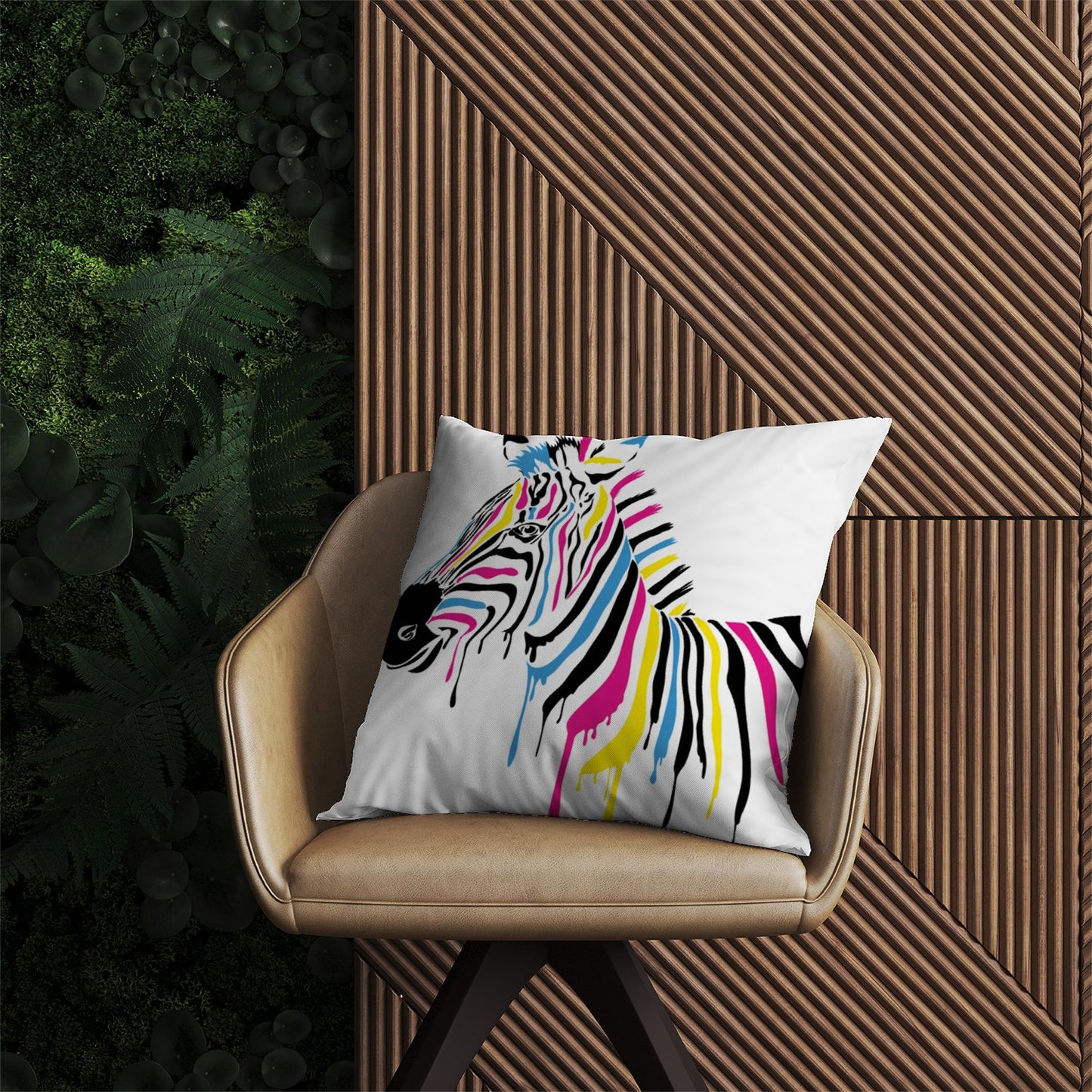 Multi Coloured Zebra Outdoor Cushion