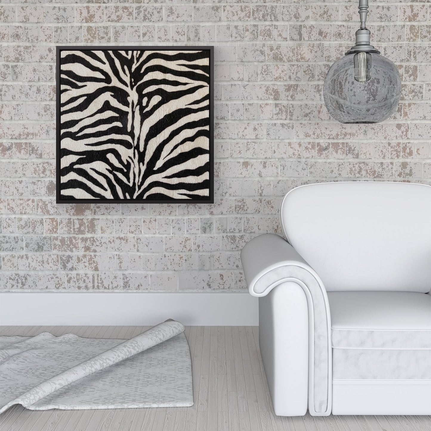 White Tiger Print Framed Canvas