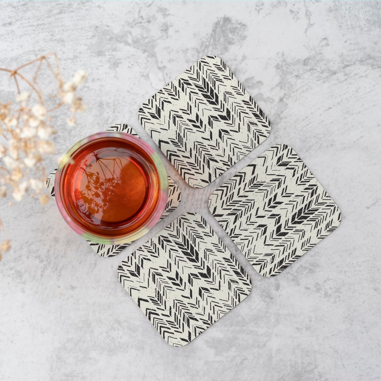 Hand Drawn Chevron Pattern Coasters