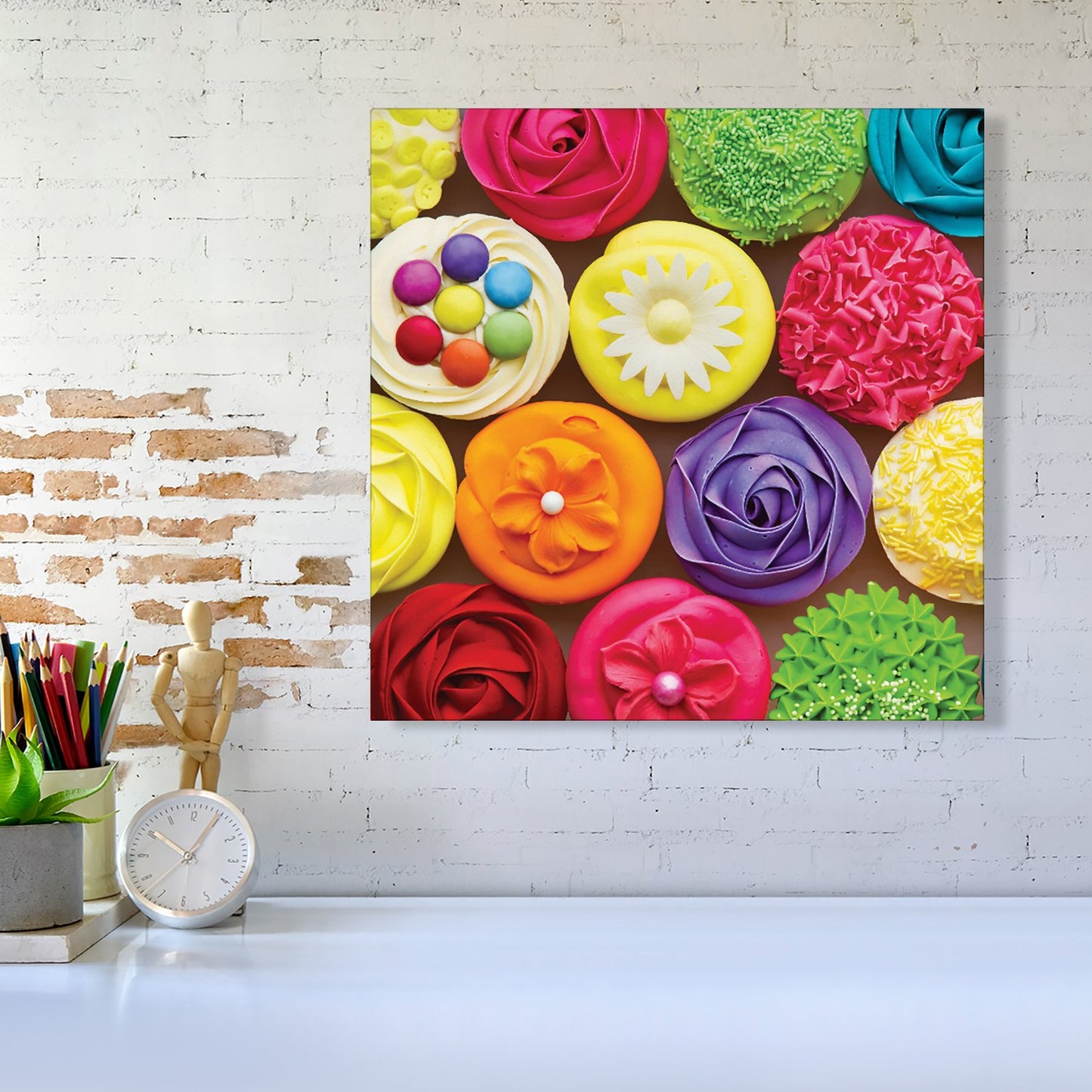 Bright Colourful Cupcakes Canvas