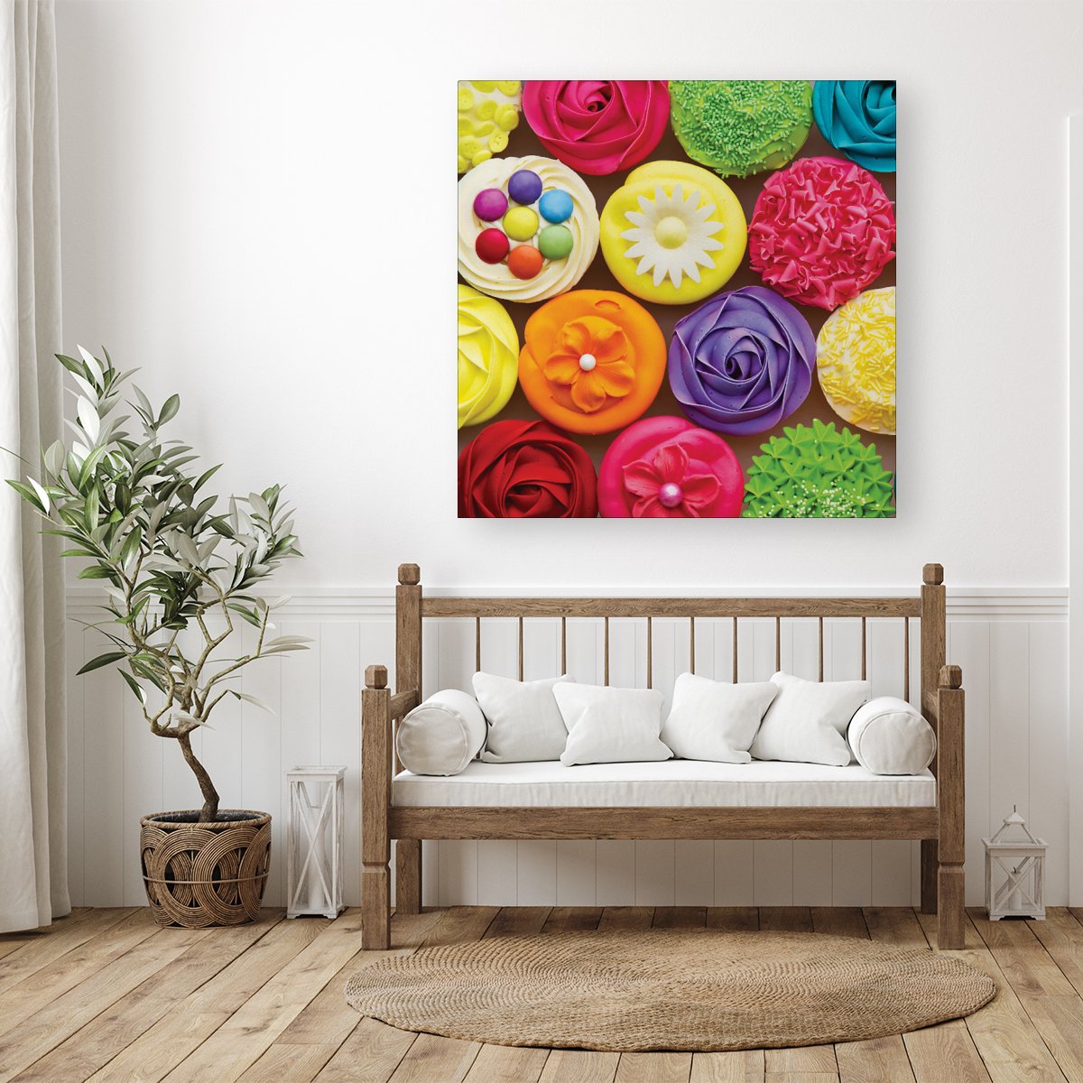 Bright Colourful Cupcakes Canvas