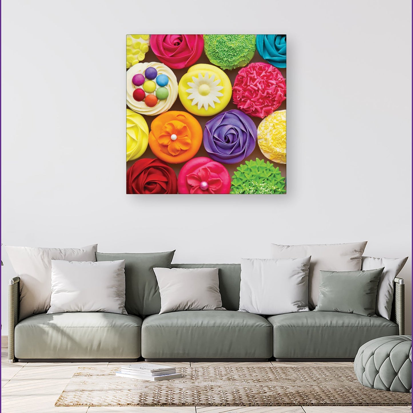 Bright Colourful Cupcakes Canvas