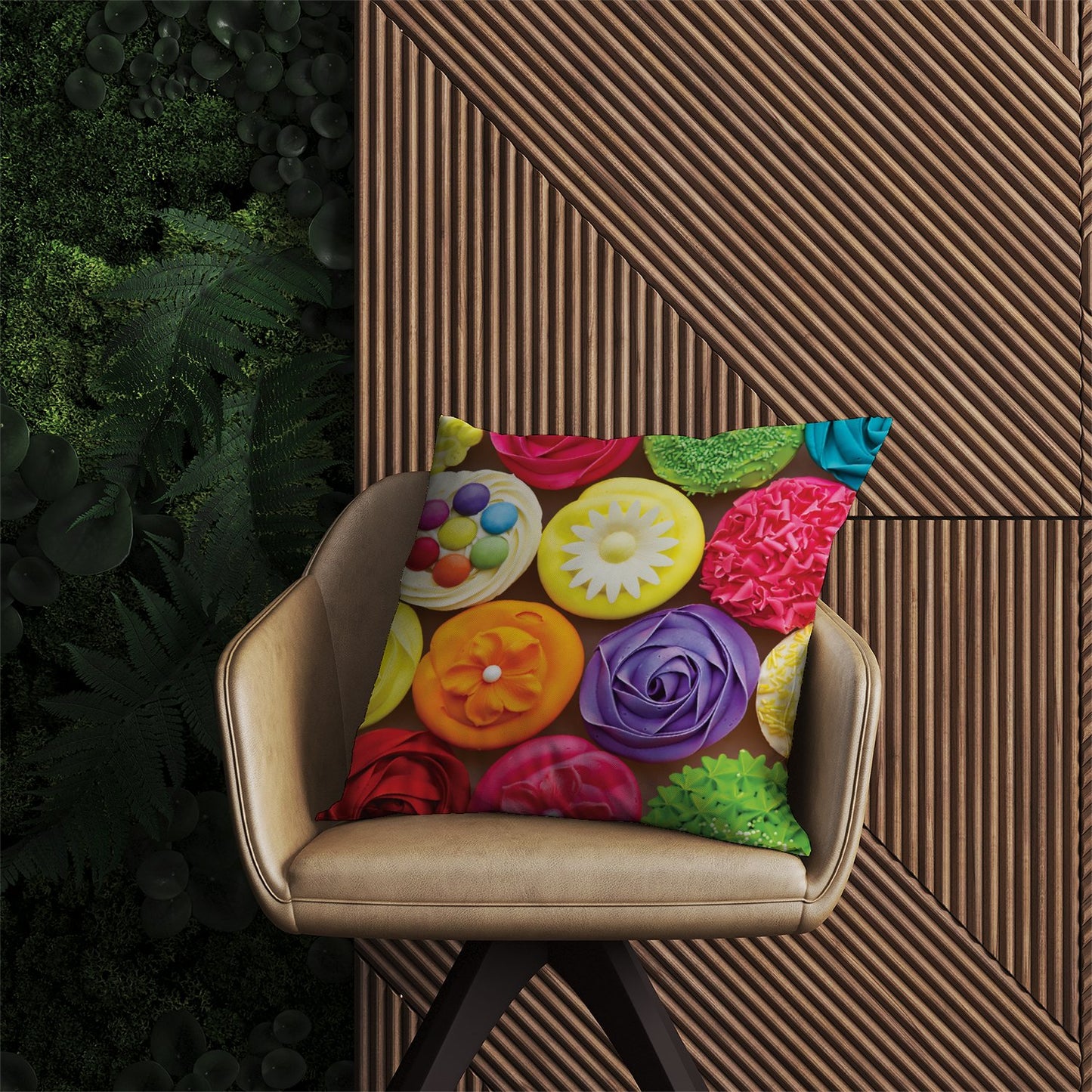 Bright Colourful Cupcakes Outdoor Cushion