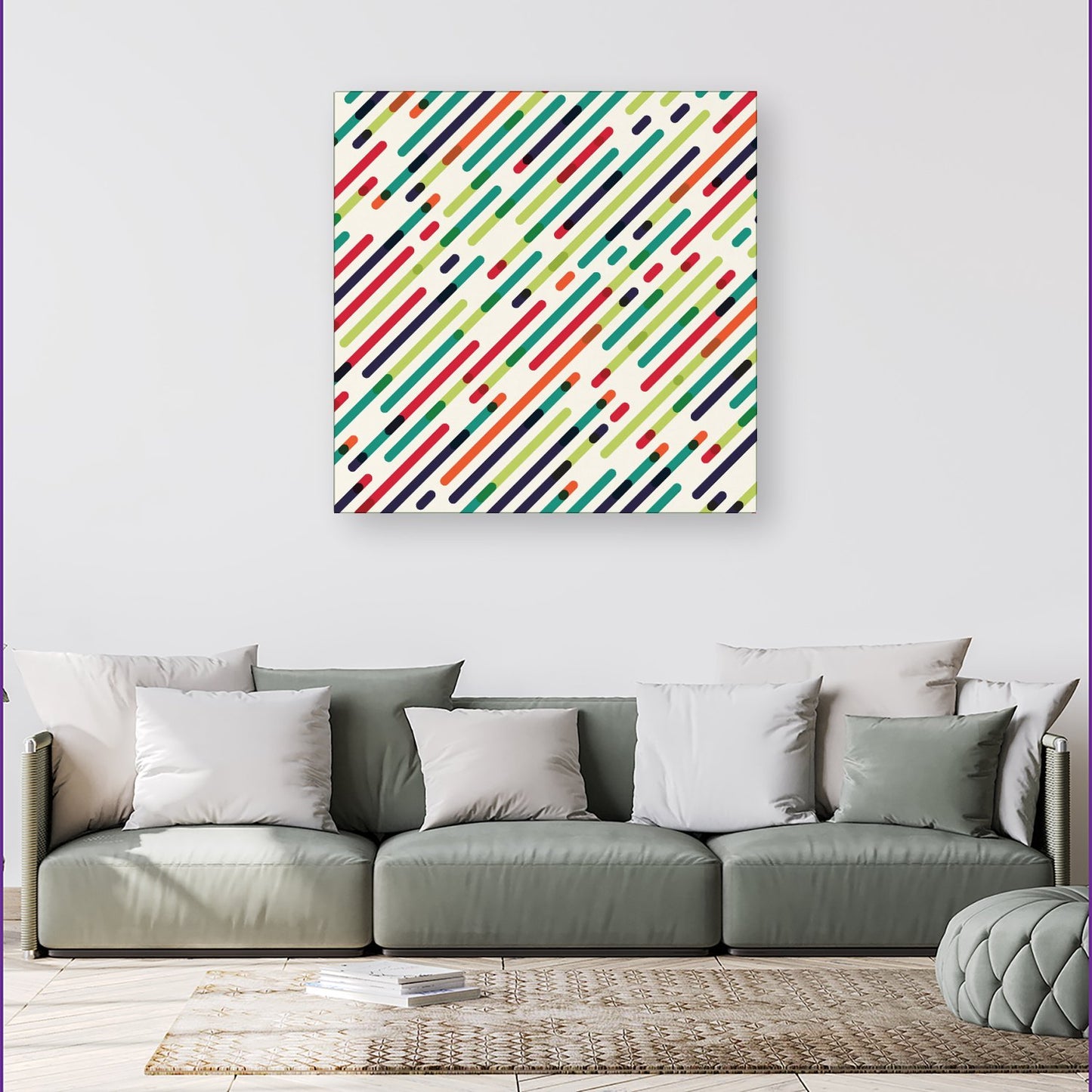 Coloured Diagonal Abstract Pattern Canvas