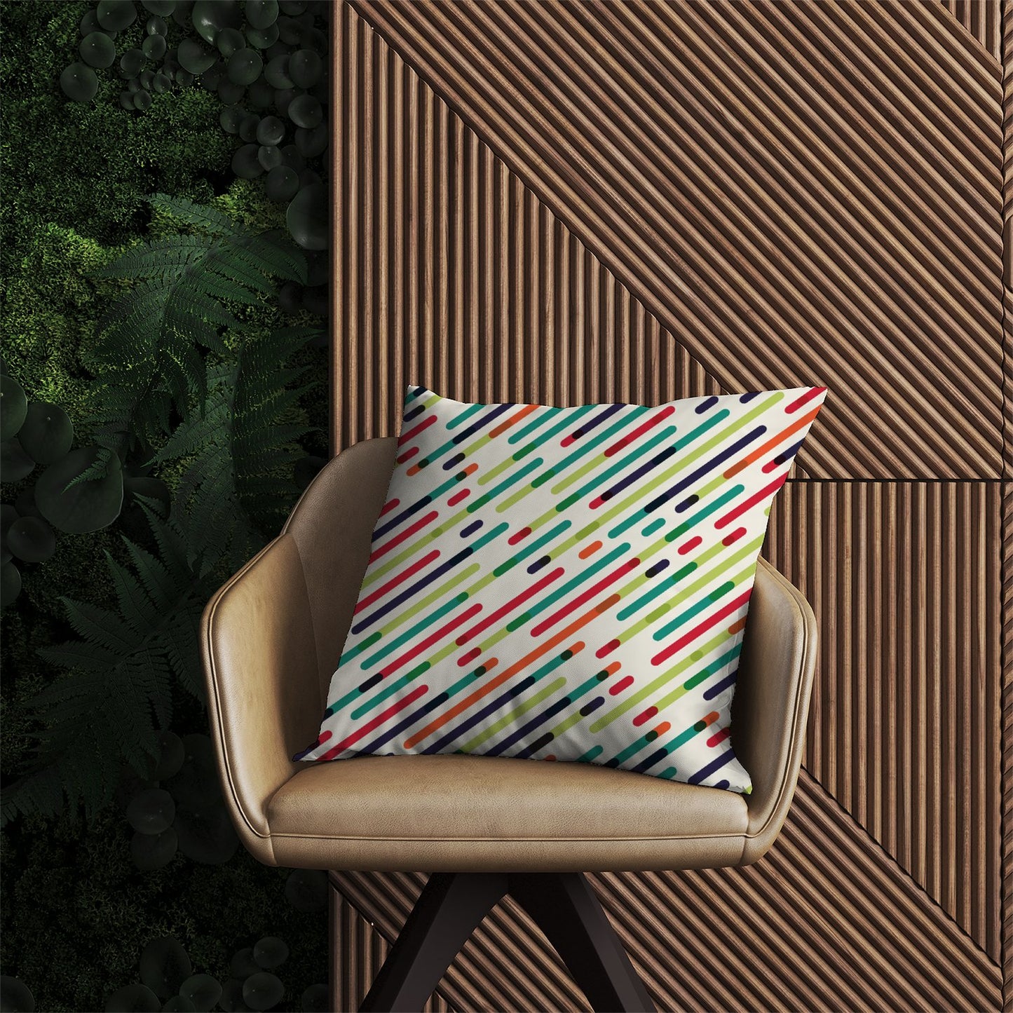 Coloured Diagonal Abstract Pattern Outdoor Cushion