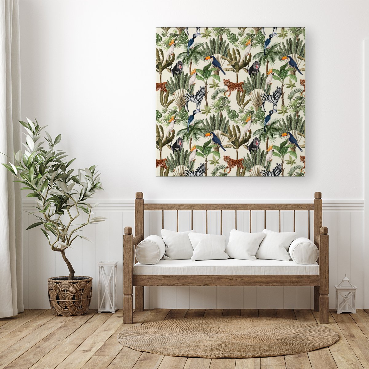 Exotic Trees And Animals Canvas