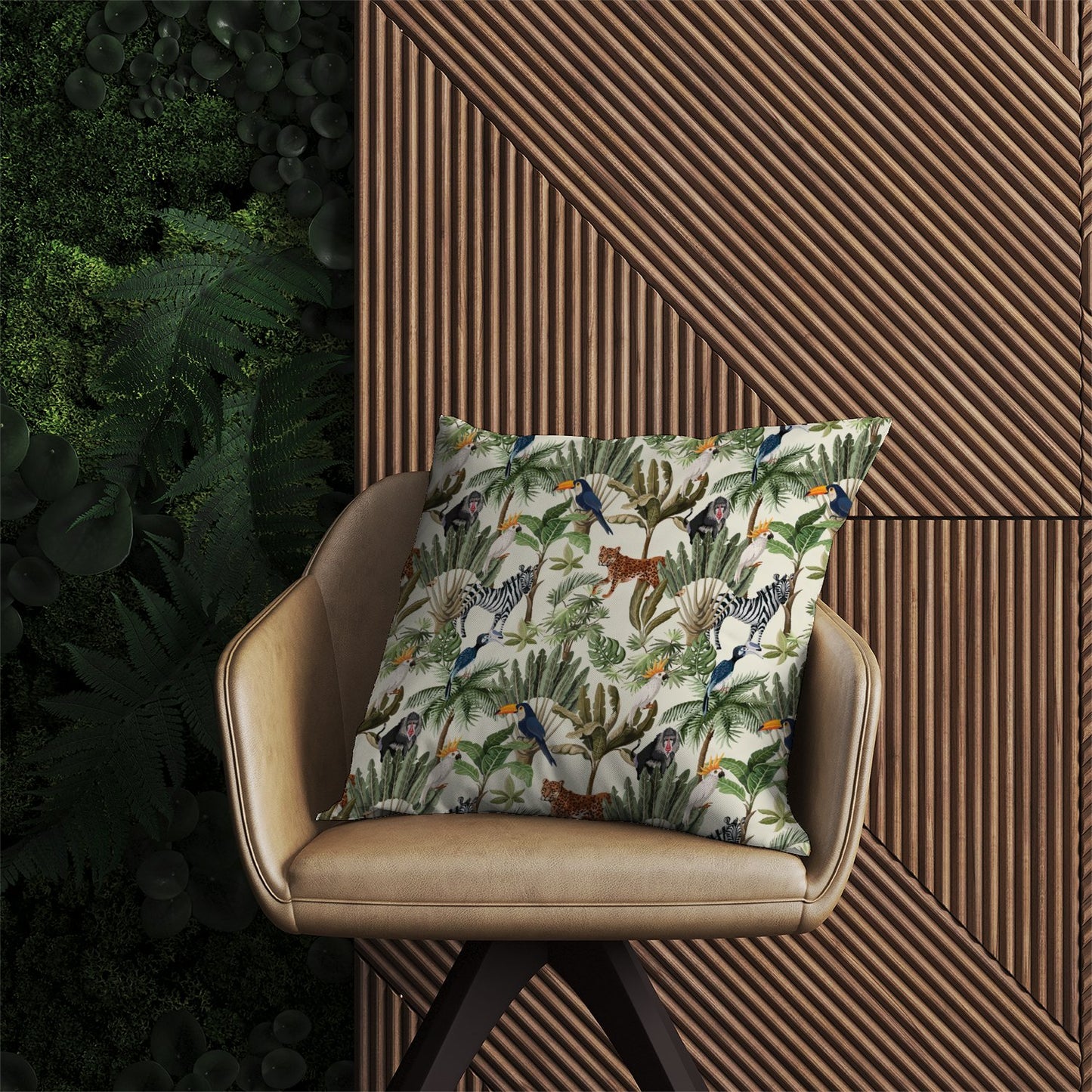 Exotic Trees And Animals Outdoor Cushion